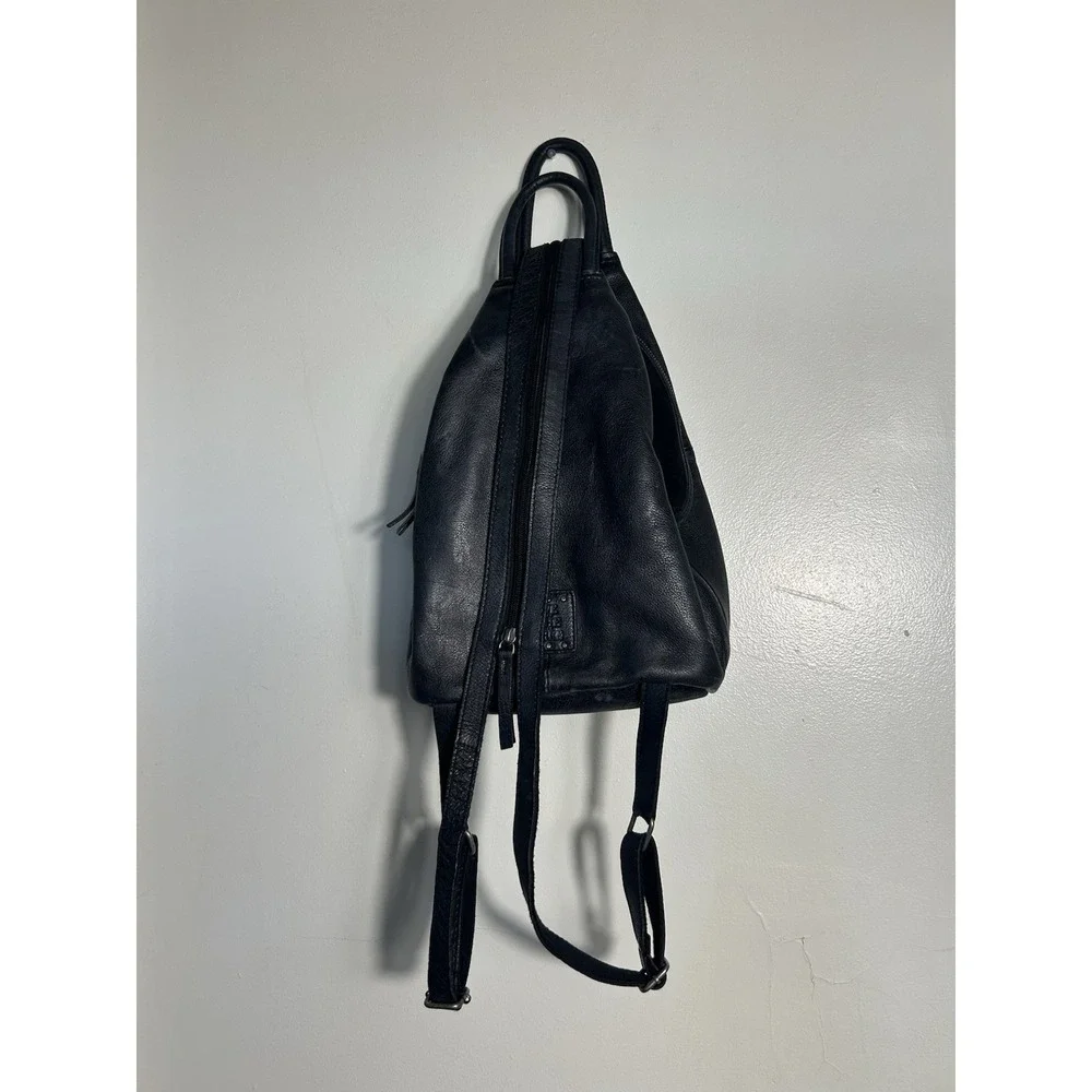 Free People Black Leather Backpack Satchel